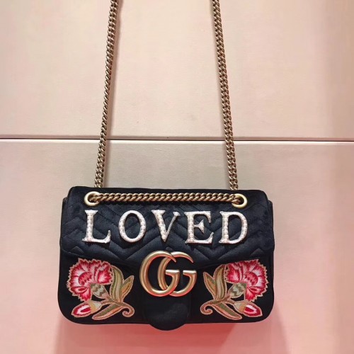 Gucci GG Marmont embroidered velvet bag